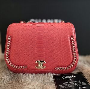 Chanel Small Braided Chic Flap Bag in python leather with gold-tone hardware